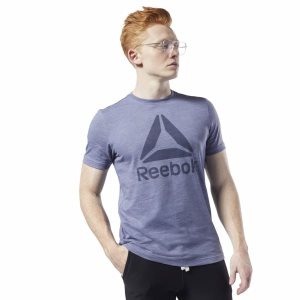 Koszulki Męskie Reebok Training Essentials Marble Melange Indygo PL 07KEXOY